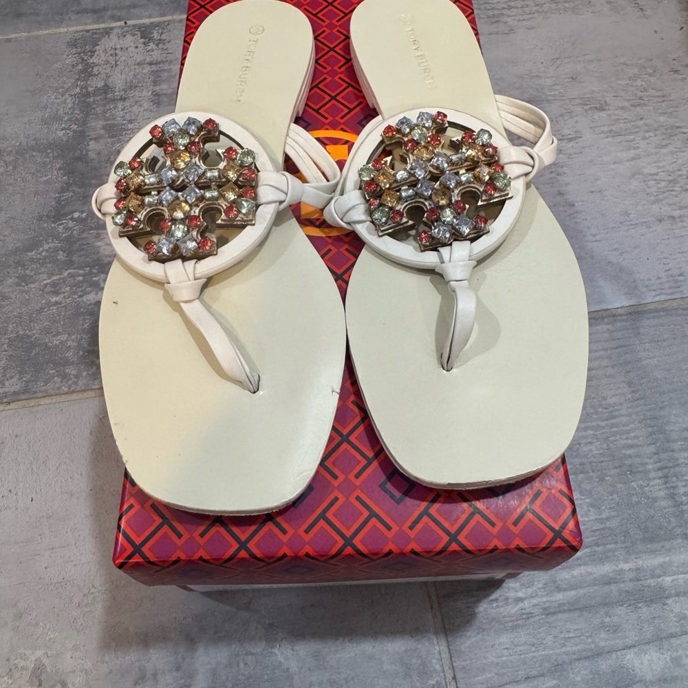 Tory Burch Crystal Miller Square Toe